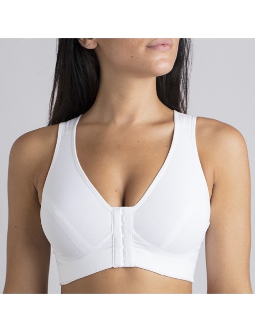 Brassière de contention Bio Médicoton blanc Coeur de Lys