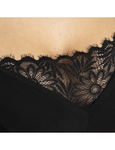 Soutien-gorge Coton Bio Nathalie sans armature noir pour prothese mammaire externe Coeur de Lys