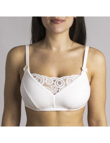 Soutien-gorge Coton Bio Nathalie sans armature noir pour prothese mammaire externe Coeur de Lys
