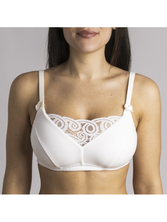 Soutien-gorge Coton Bio Nathalie sans armature Ivoire pour prothese mammaire externe Coeur de Lys Soutien-gorge Coton Bio Nathalie sans armature Ivoire pour prothese mammaire externe Coeur de Lys