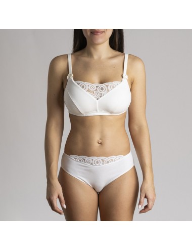 Soutien-gorge Coton Bio Nathalie sans armature Ivoire pour prothese mammaire externe Coeur de Lys