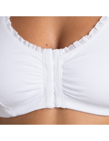 Brassière en Coton Bio Lison Gris clair pour prothèse mammaire avec volants Coeur de Lys