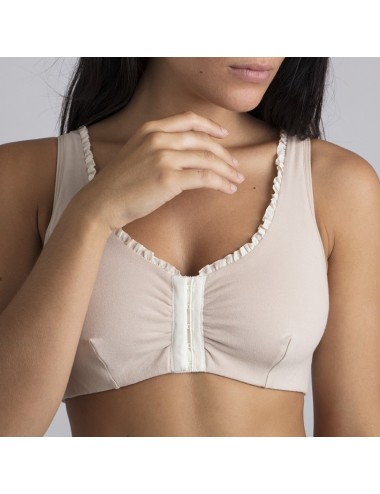 Brassière en Coton Bio Lison Chair pour prothèse mammaire avec volants Coeur de Lys