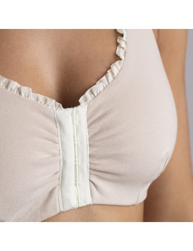 Brassière en Coton Bio Lison Chair pour prothèse mammaire avec volants Coeur de Lys