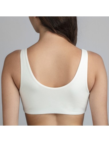 Brassière en Coton Bio Lison Ivoire pour prothèse mammaire avec volants Coeur de Lys
