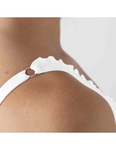 Brassière en Coton Bio Lison Blanc pour prothèse mammaire avec volants et bretelles réglables Coeur de Lys