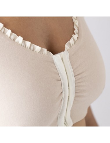 Brassière en Coton Bio Lison Chair pour prothèse mammaire avec volants et bretelles réglables Coeur de Lys