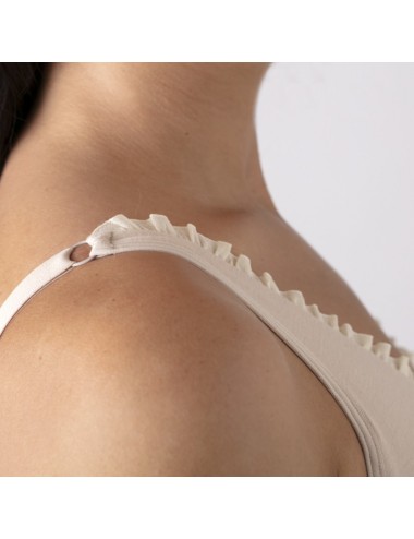 Brassière en Coton Bio Lison Chair pour prothèse mammaire avec volants et bretelles réglables Coeur de Lys