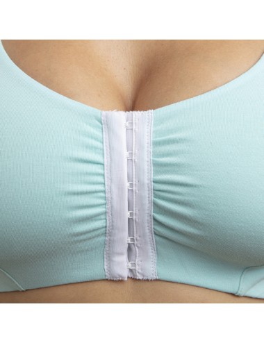 Brassière en Coton Bio Lison Turquoise pour prothèse mammaire Coeur de Lys