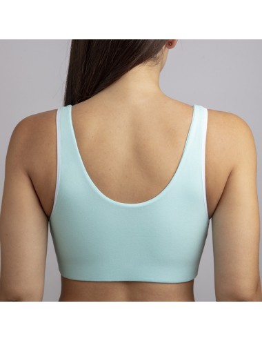 Brassière en Coton Bio Lison Turquoise pour prothèse mammaire Coeur de Lys