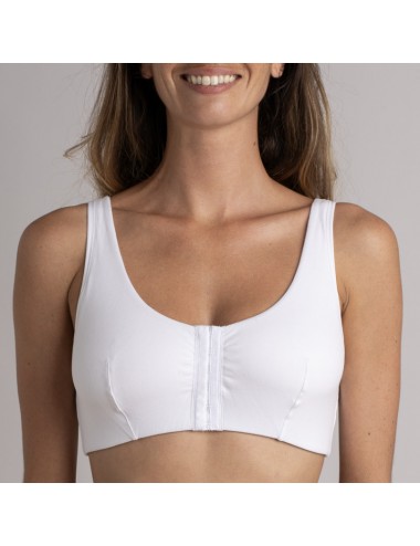 Brassière en Coton Bio Lison Blanc pour prothèse mammaire Coeur de Lys