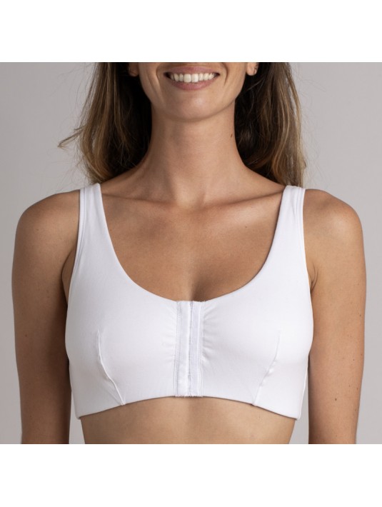Brassière en Coton Bio Lison Blanc pour prothèse mammaire Coeur de Lys Brassière en Coton Bio Lison Blanc pour prothèse mammaire Coeur de Lys