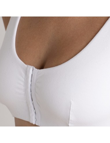 Brassière en Coton Bio Lison Blanc pour prothèse mammaire Coeur de Lys