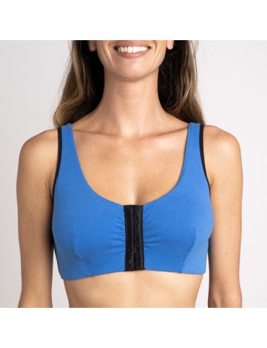 Brassière en Coton Bio Lison Bleu roi pour prothèse mammaire Coeur de Lys