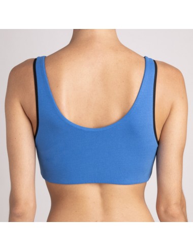 Brassière en Coton Bio Lison Bleu roi pour prothèse mammaire Coeur de Lys