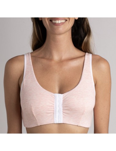 Brassière en Coton Bio Lison Rose chiné pour prothèse mammaire Coeur de Lys