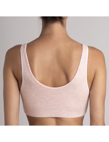 Brassière en Coton Bio Lison Rose chiné pour prothèse mammaire Coeur de Lys