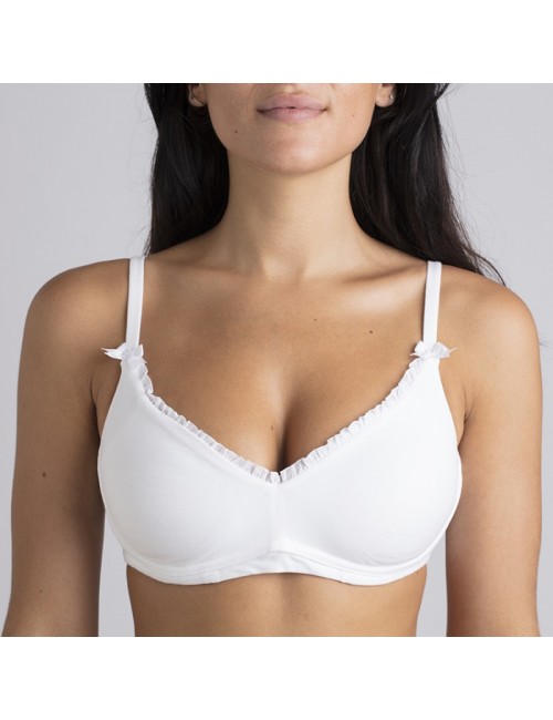 Soutien-gorge Coton Bio Marguerite Blanc pour prothèse mammaire externe Coeur de Lys