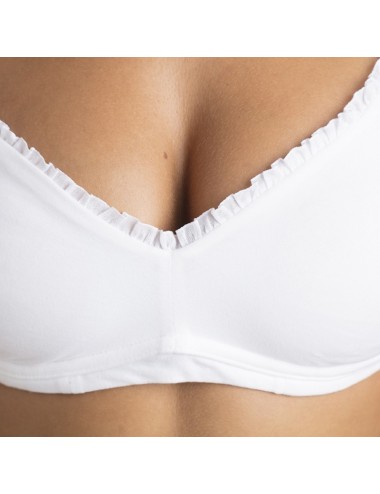 Soutien-gorge Coton Bio Marguerite Blanc pour prothèse mammaire externe Coeur de Lys