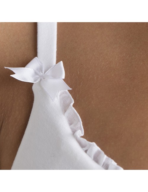 Soutien-gorge Coton Bio Marguerite Blanc pour prothèse mammaire externe Coeur de Lys