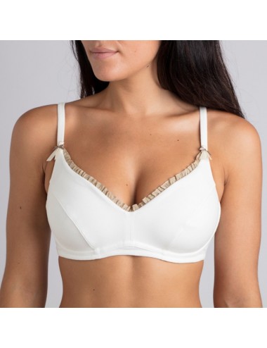 Soutien-gorge Coton Bio Marguerite Ivoire beige pour prothèse mammaire externe Coeur de Lys