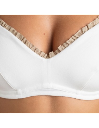 Soutien-gorge Coton Bio Marguerite Ivoire beige pour prothèse mammaire externe Coeur de Lys