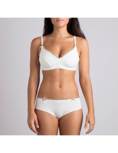 Soutien-gorge Coton Bio Marguerite Ivoire beige pour prothèse mammaire externe Coeur de Lys