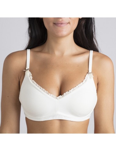 Soutien-gorge Coton Bio Marguerite Ivoire pour prothèse mammaire externe Coeur de Lys