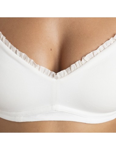 Soutien-gorge Coton Bio Marguerite Ivoire pour prothèse mammaire externe Coeur de Lys