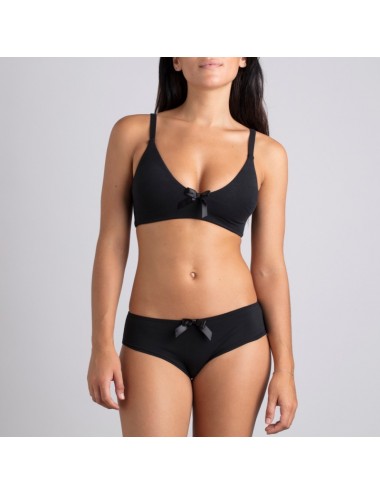 Soutien-gorge Coton Bio Johanna Noir Coeur de Lys