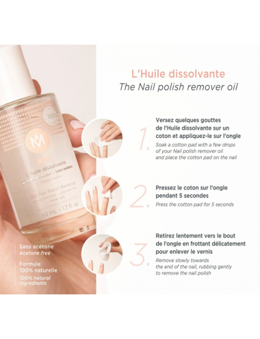 Huile dissolvante sans acétone pour ongles fragiles 100% d'origine naturelle Meme cosmetics